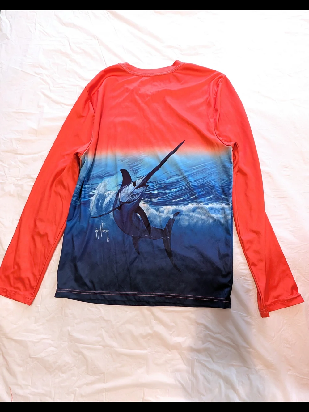 Guy Harvey Long Sleeve Marlin Beach Top Rash Guard Boys Size XL Pool Fishing